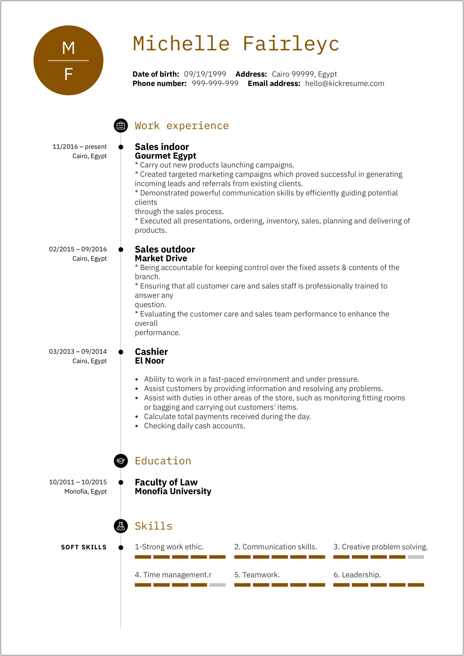 Resume Example For A Sales Representative