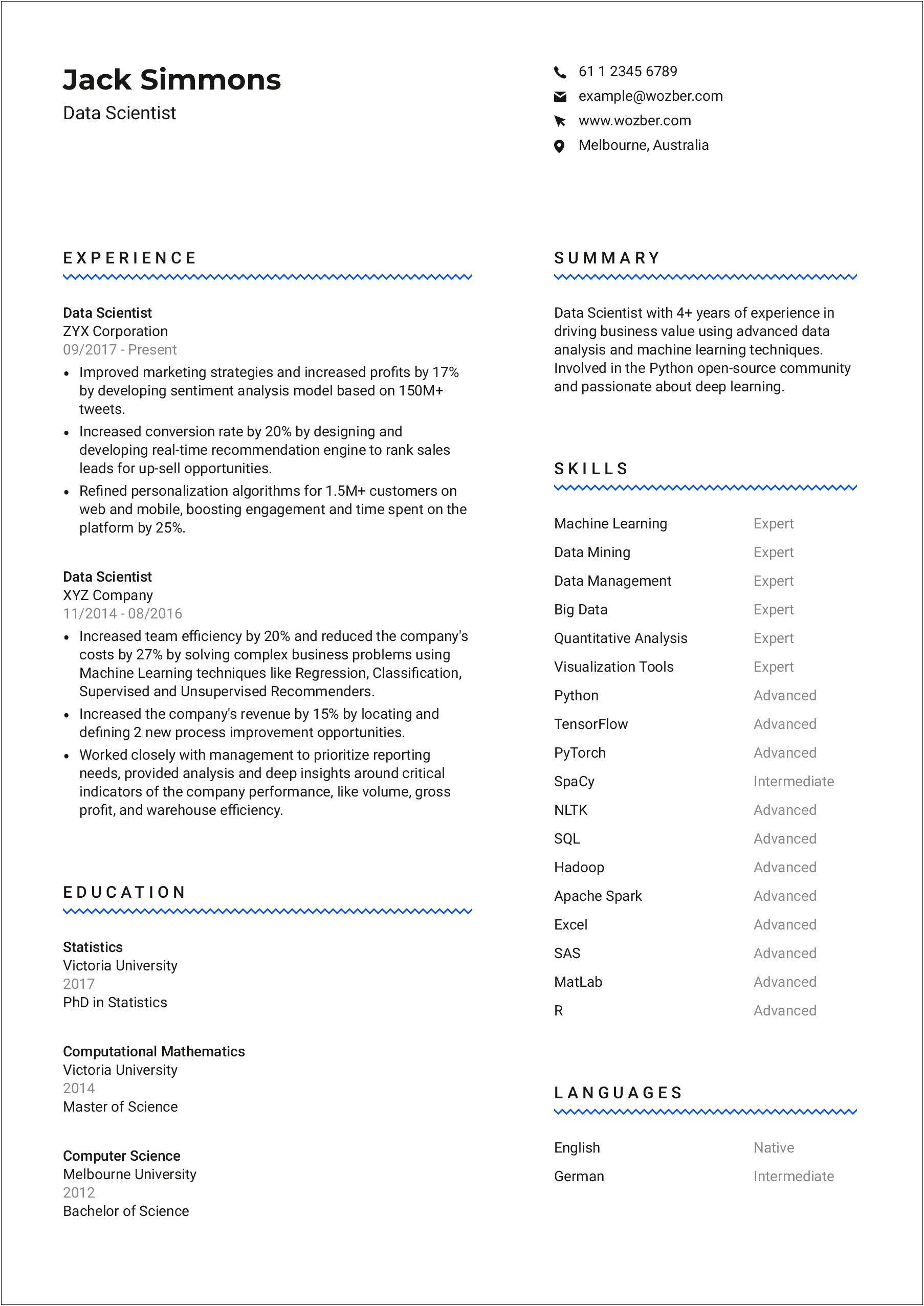 Resume Example For Computer Science Students
