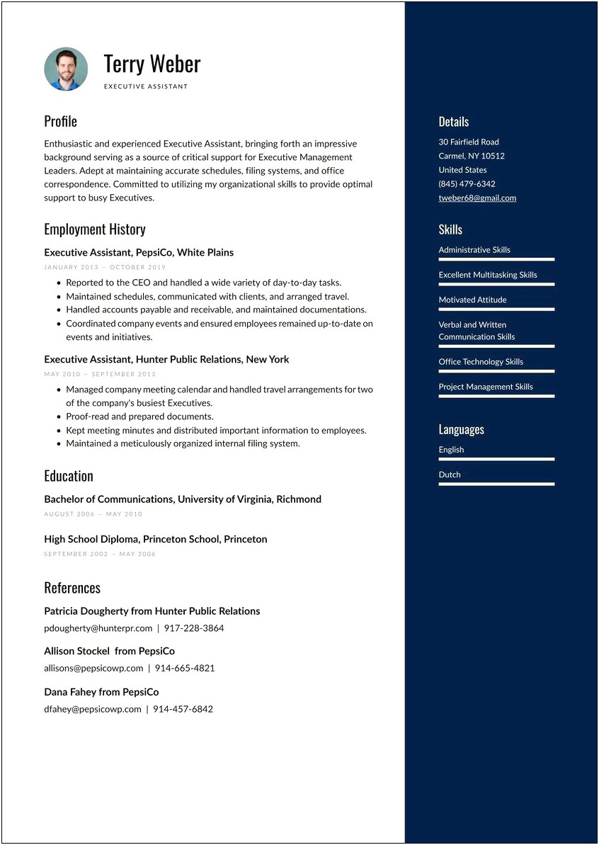 Resume Example For Executive Administrative Assistant