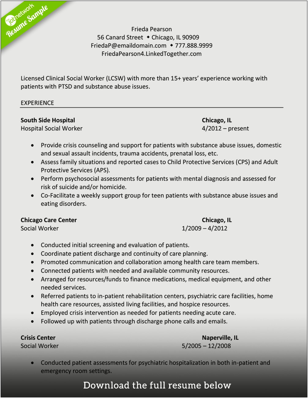 Resume Example Social Worker Recent Collge Grad