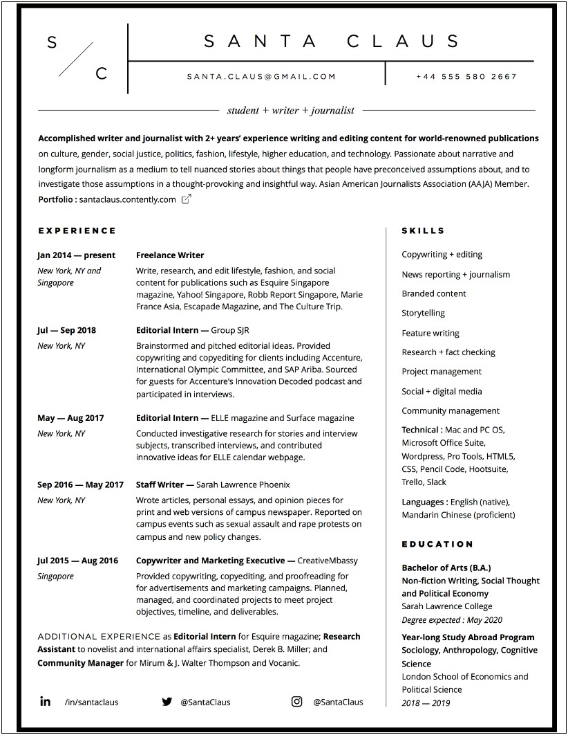 Resume Example United States Political Science