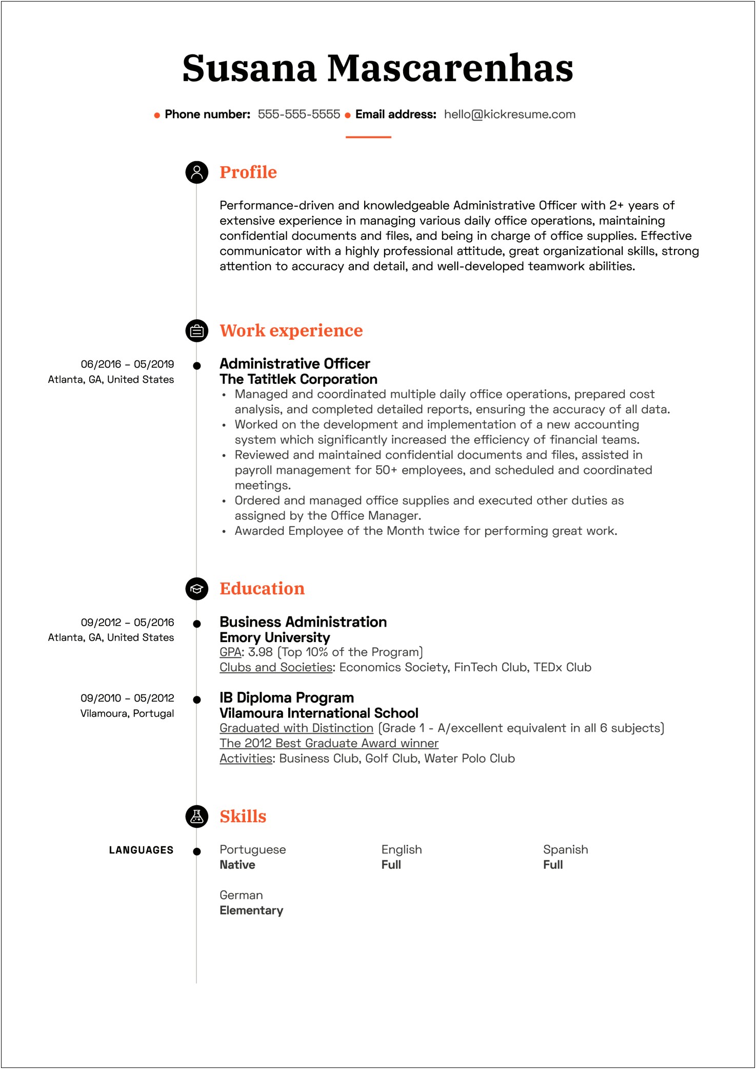 Resume Example With Blurb At Top