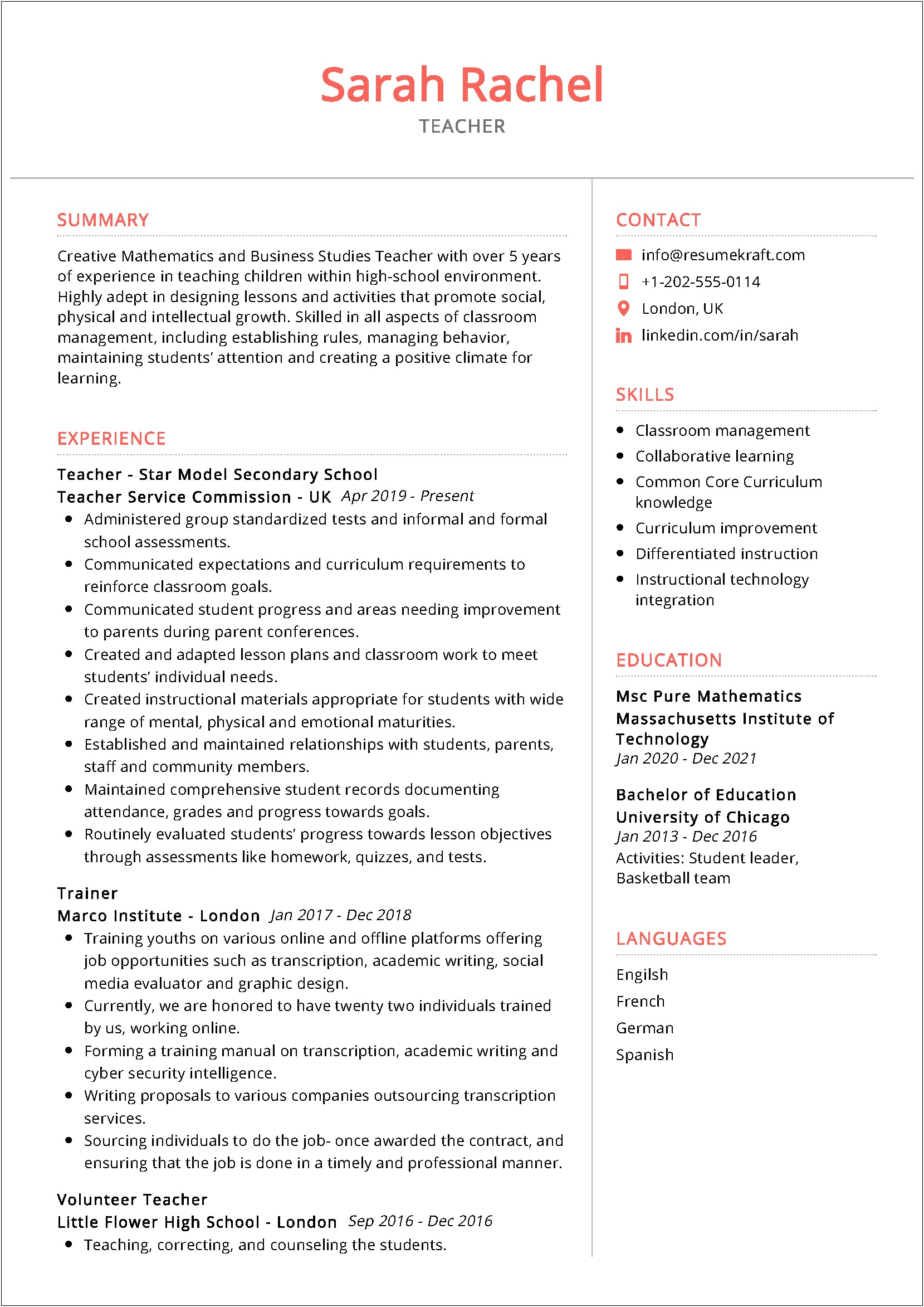 Resume Examples Education Section High School