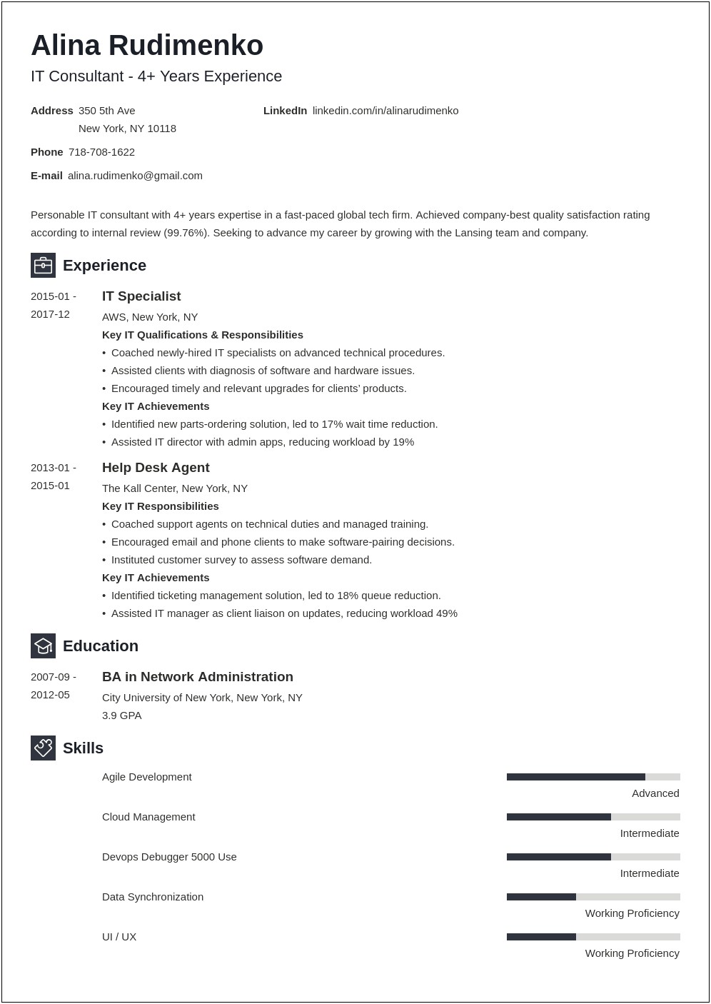 Resume Examples For A Tech Position
