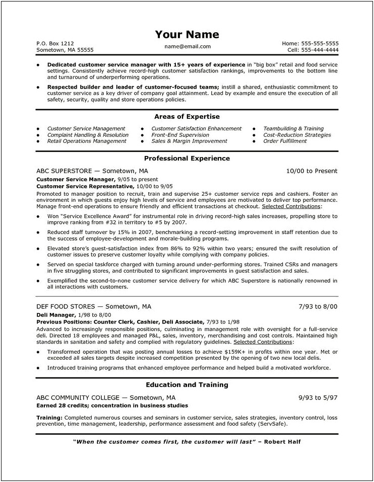 Resume Examples For Customer Relationship Manager