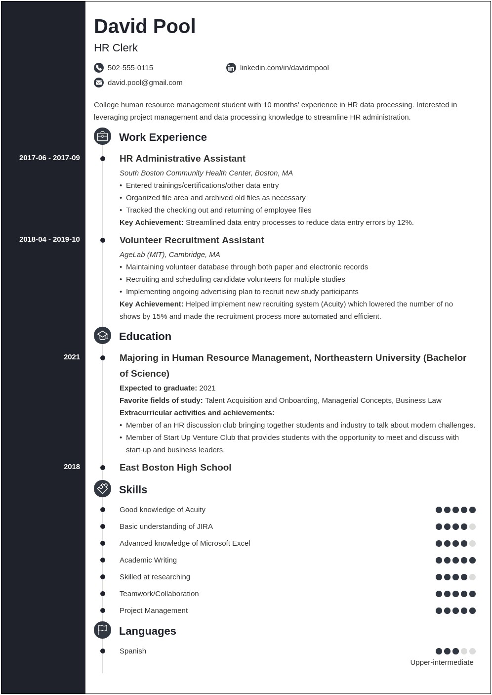 Resume Examples For Freshman In College