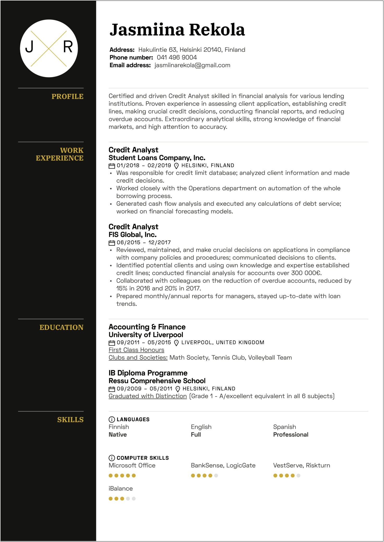 Resume Examples For Government Credit Card Analyst