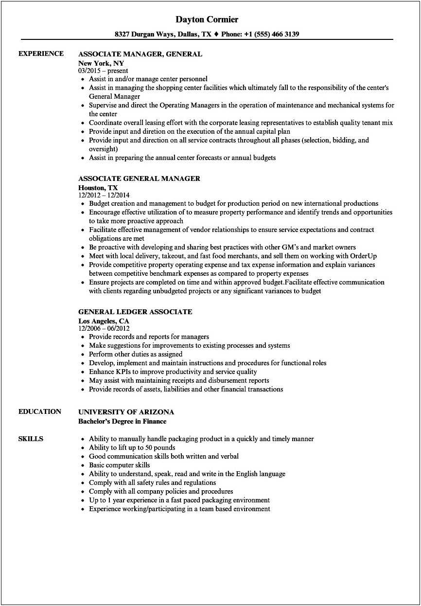 Resume Examples For Listing College Associates Degrees