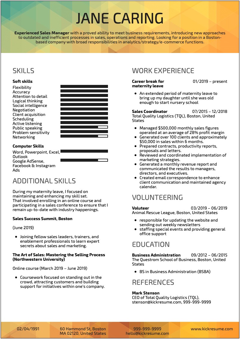 Resume Examples For Parents Long Term Unemployed