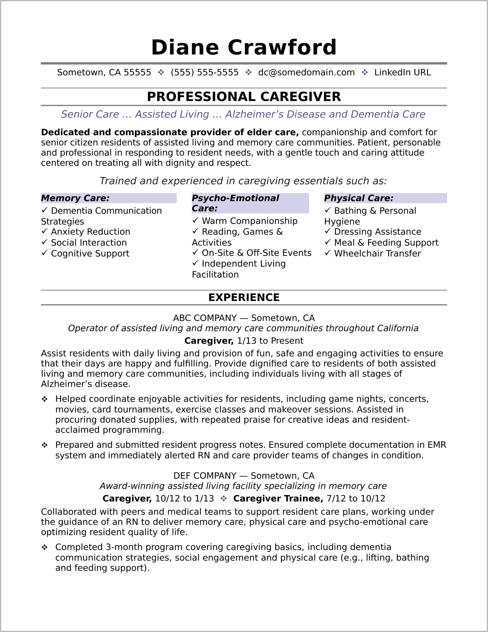 Resume Examples For Persons With Disabilities