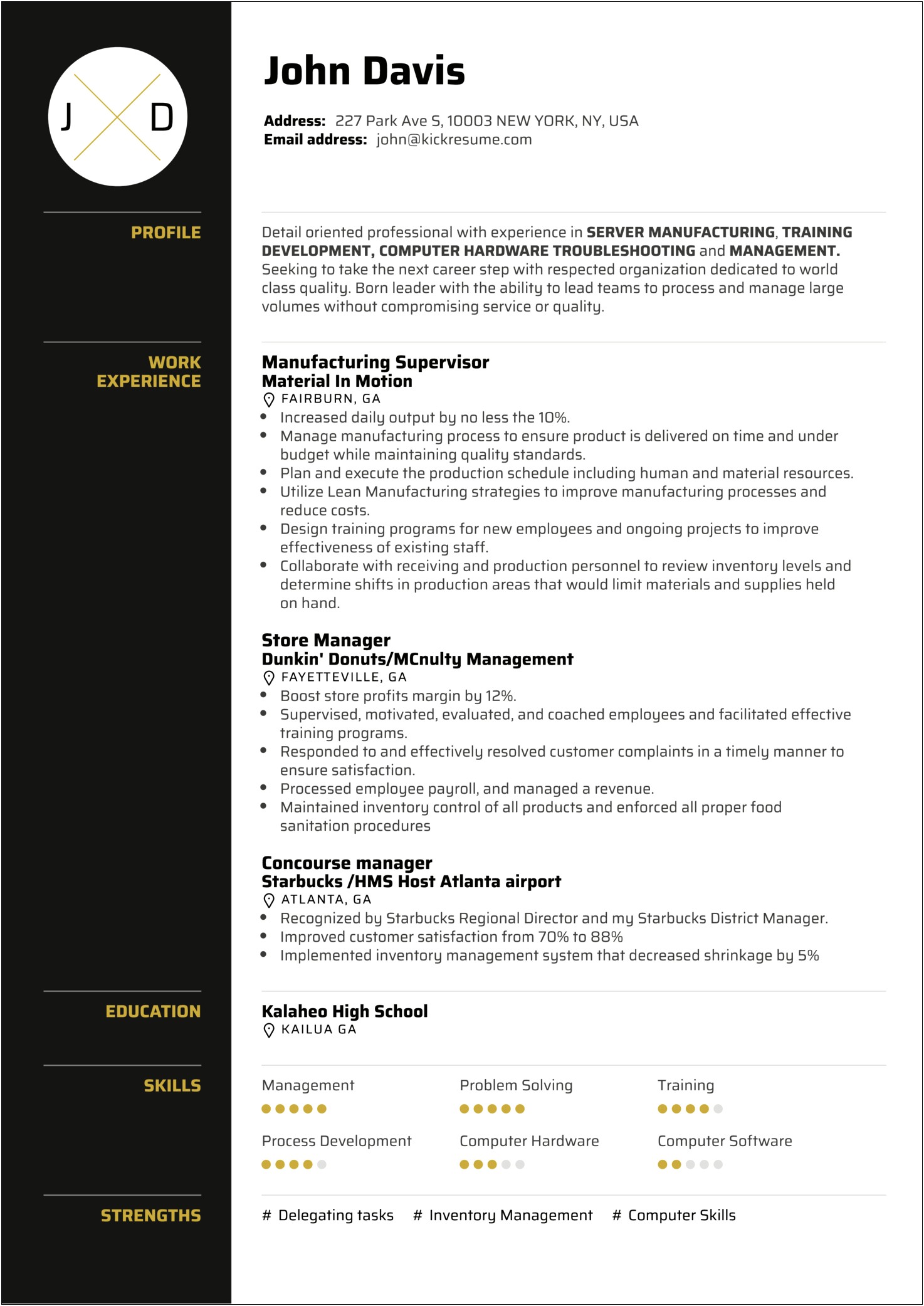 Resume Examples For Places Like Dunkin Donuts