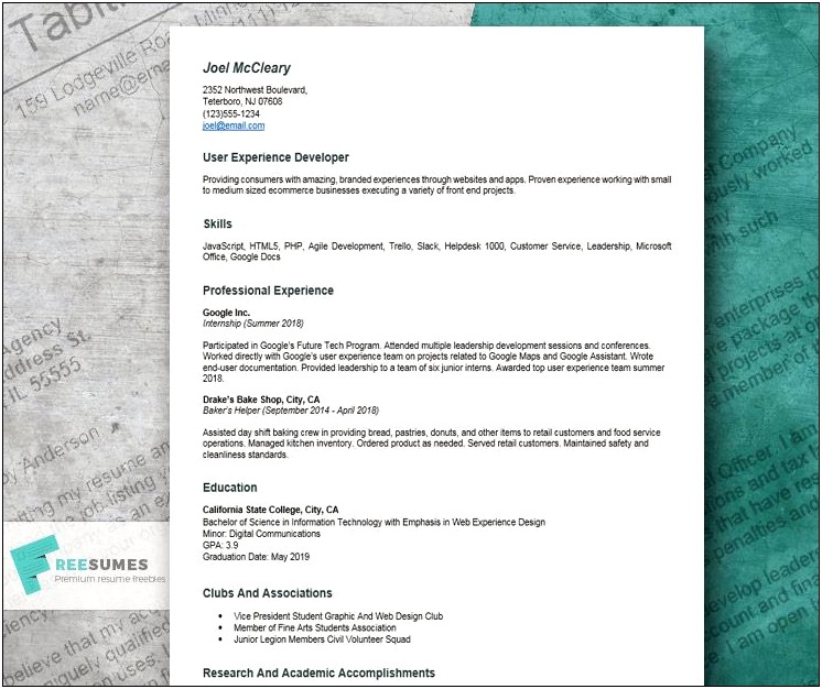 Resume Examples For Recnet Urban Planning Studnets