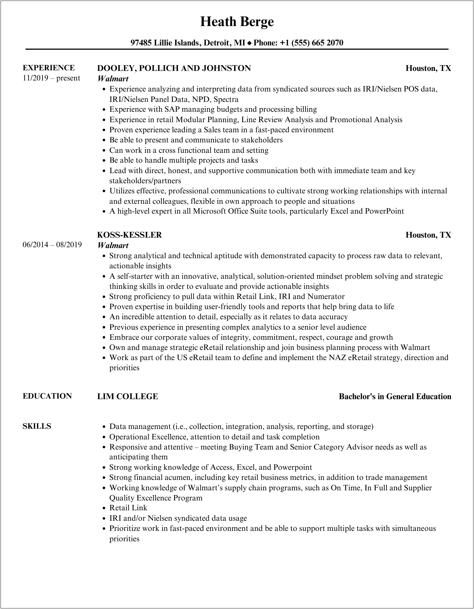 Resume Examples For Shopback Workers At Walmart