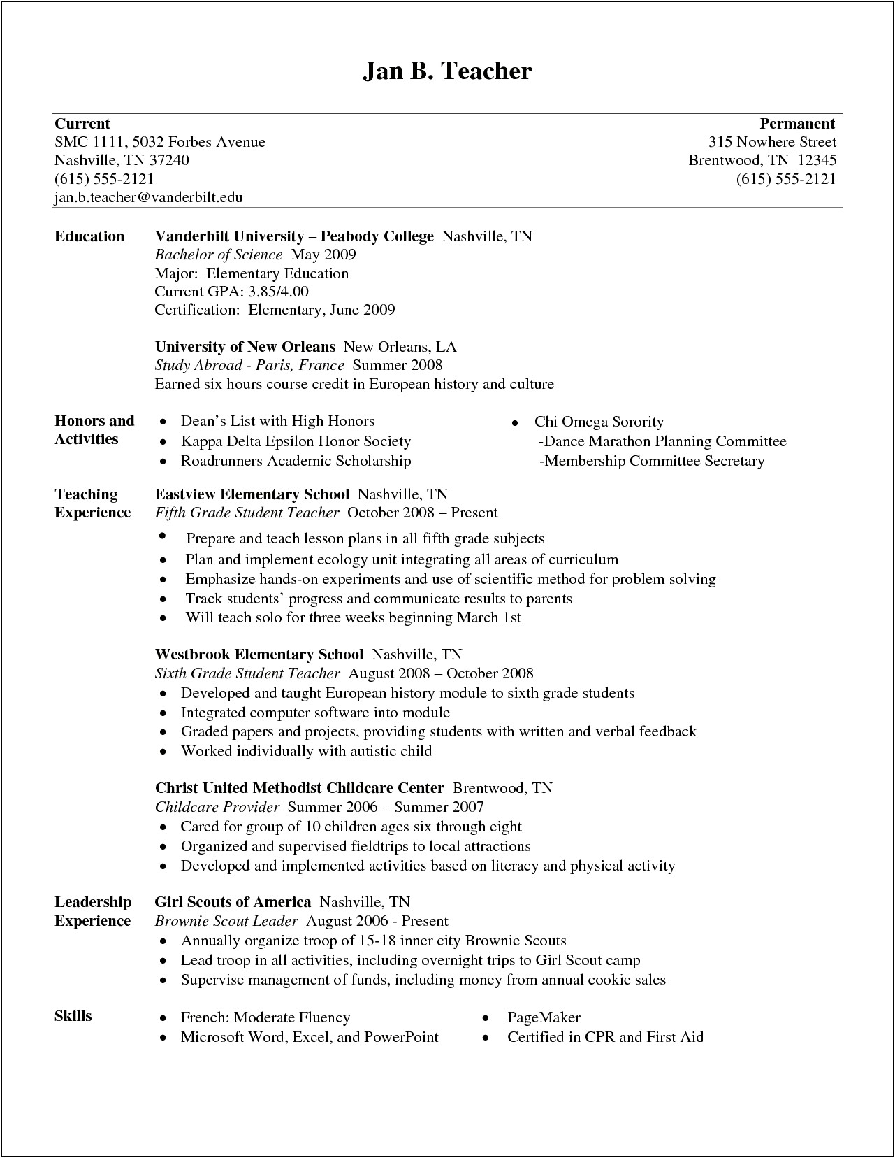 Resume Examples For Teaching English Abroad