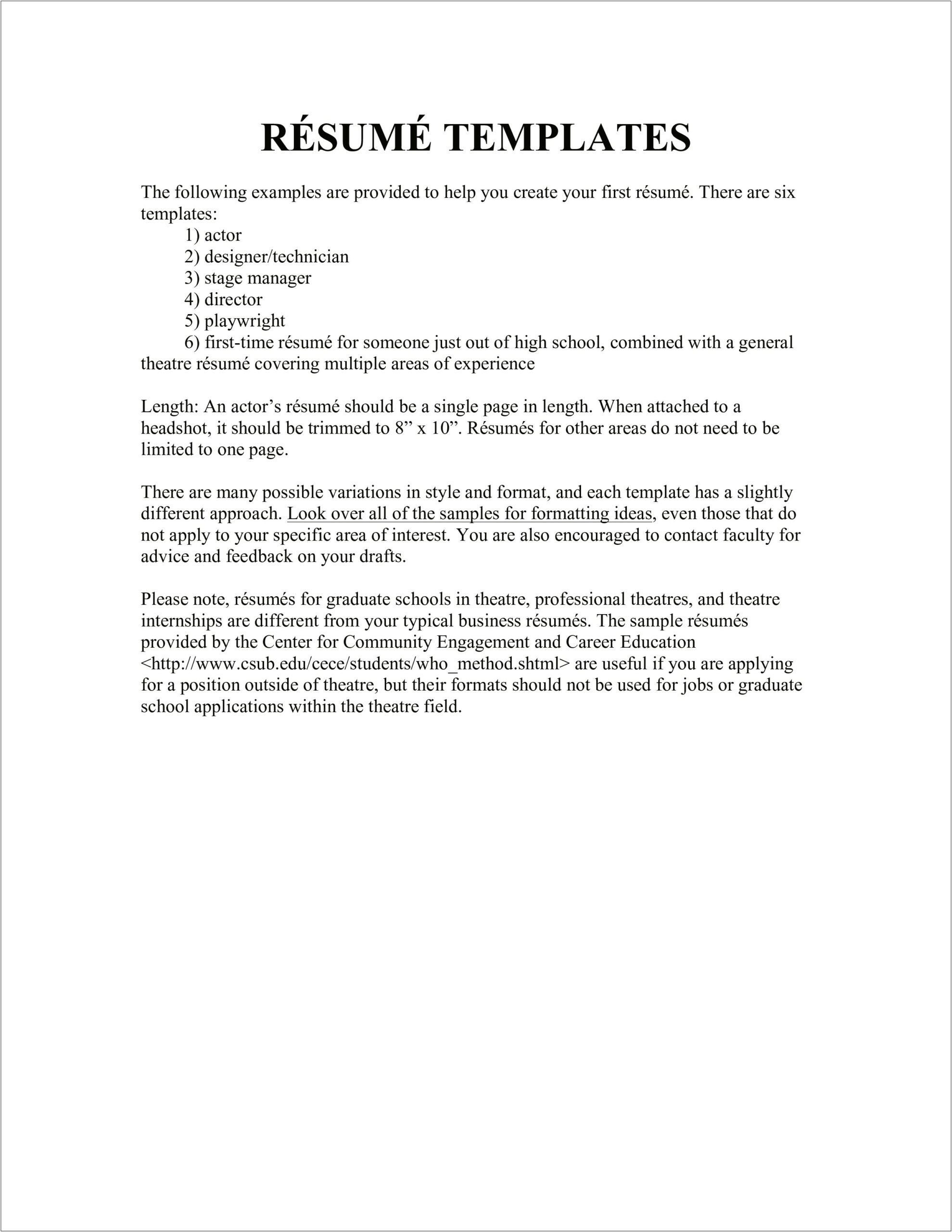 Resume Examples For Theatre House Managers