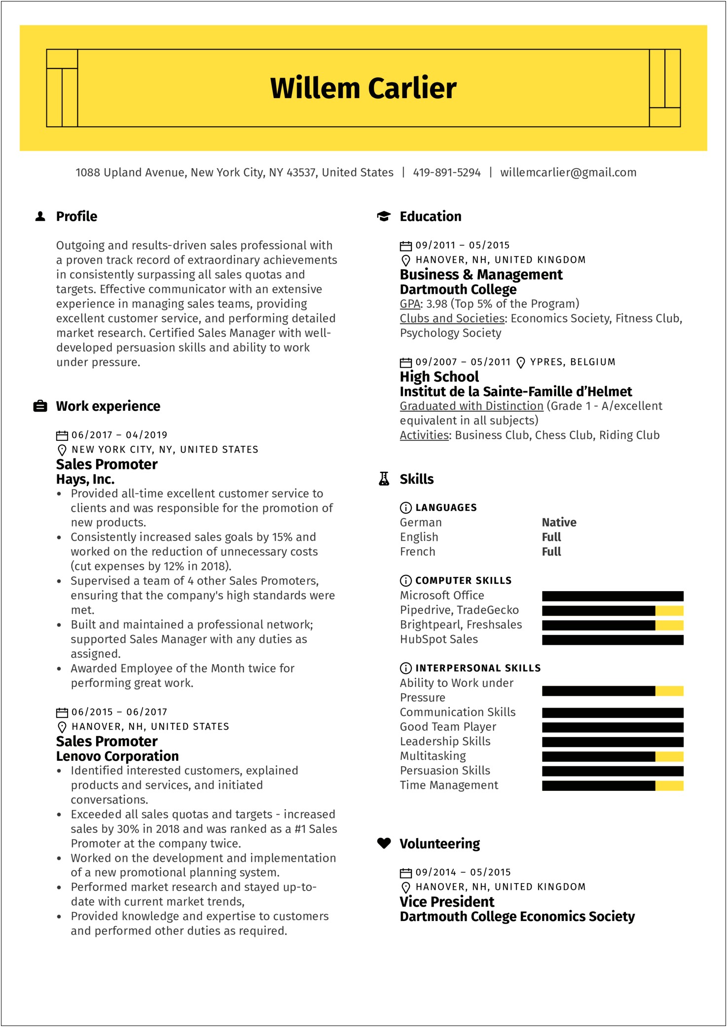Resume Examples Promotion Within Same Company