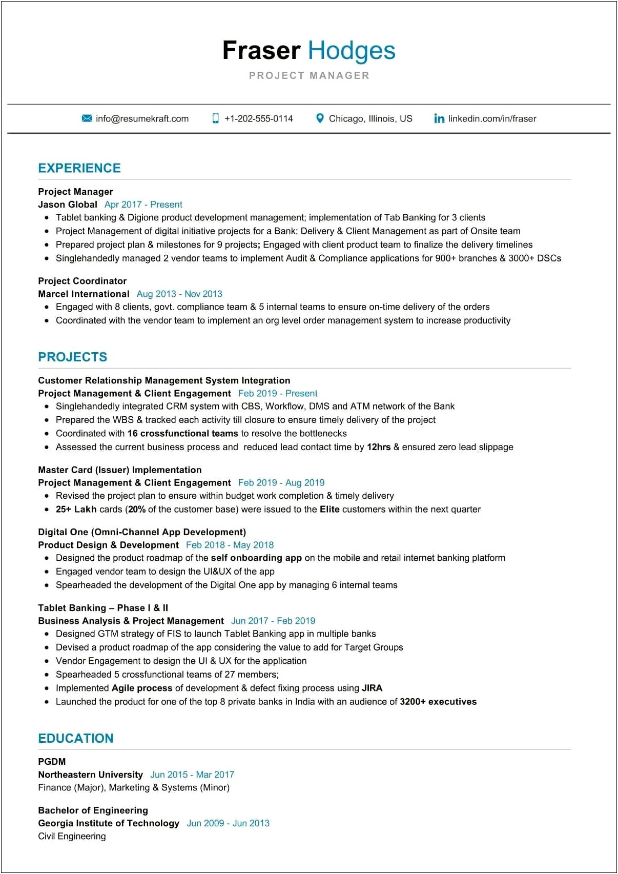 Resume Examples Senior Project Manager Scrum Master