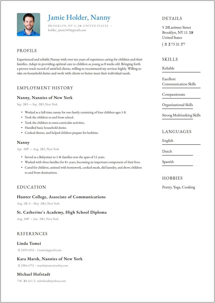Resume Examples With Hobbies And Interests