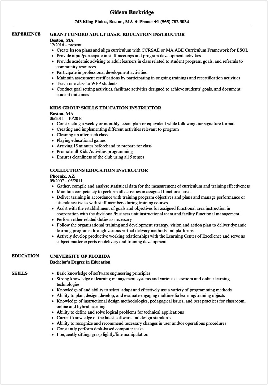Resume Examples With Only A Ged As Education