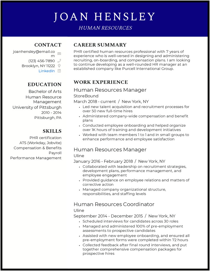 Resume Executive Summary Examples Transitioning Hr