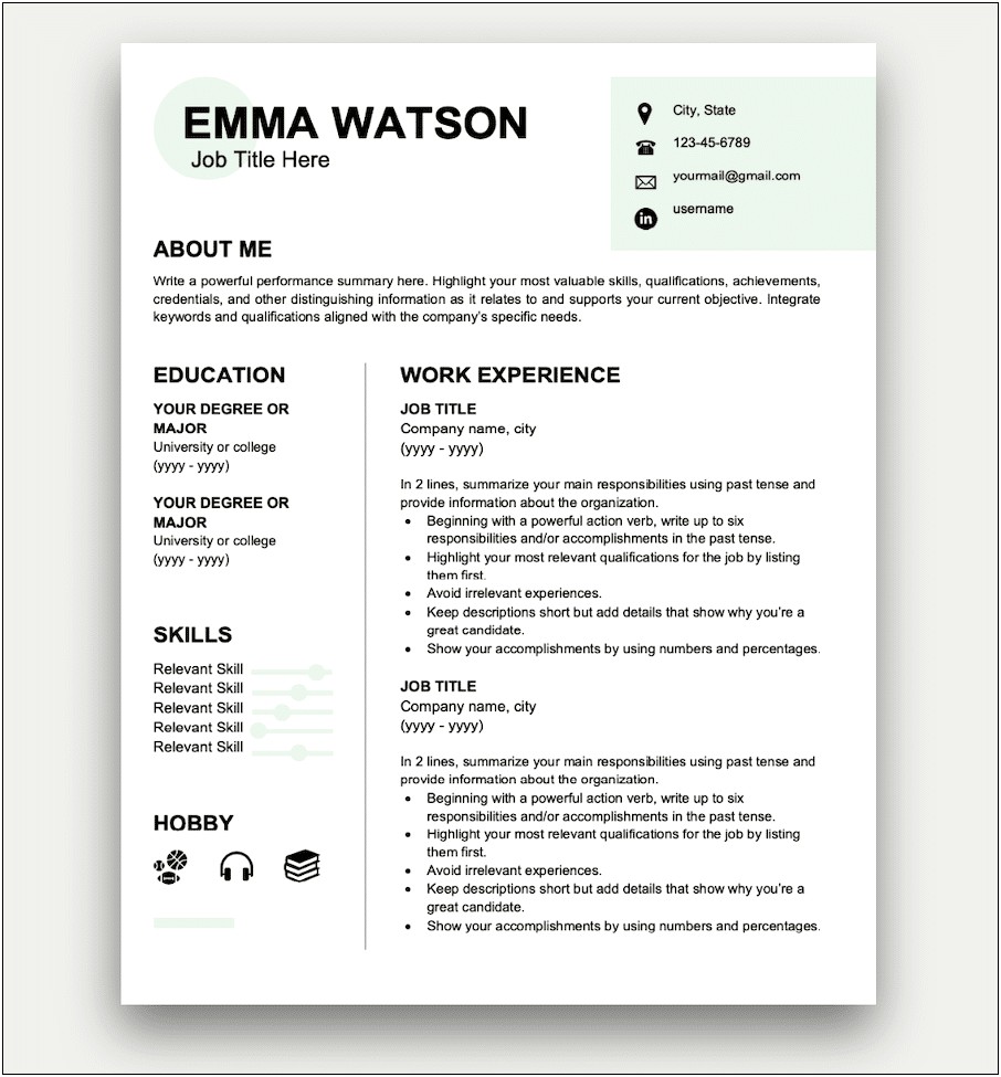 Resume Experience And Present Or Past Tense