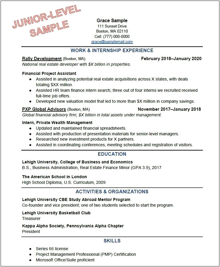 Resume Experience Examples High School Students