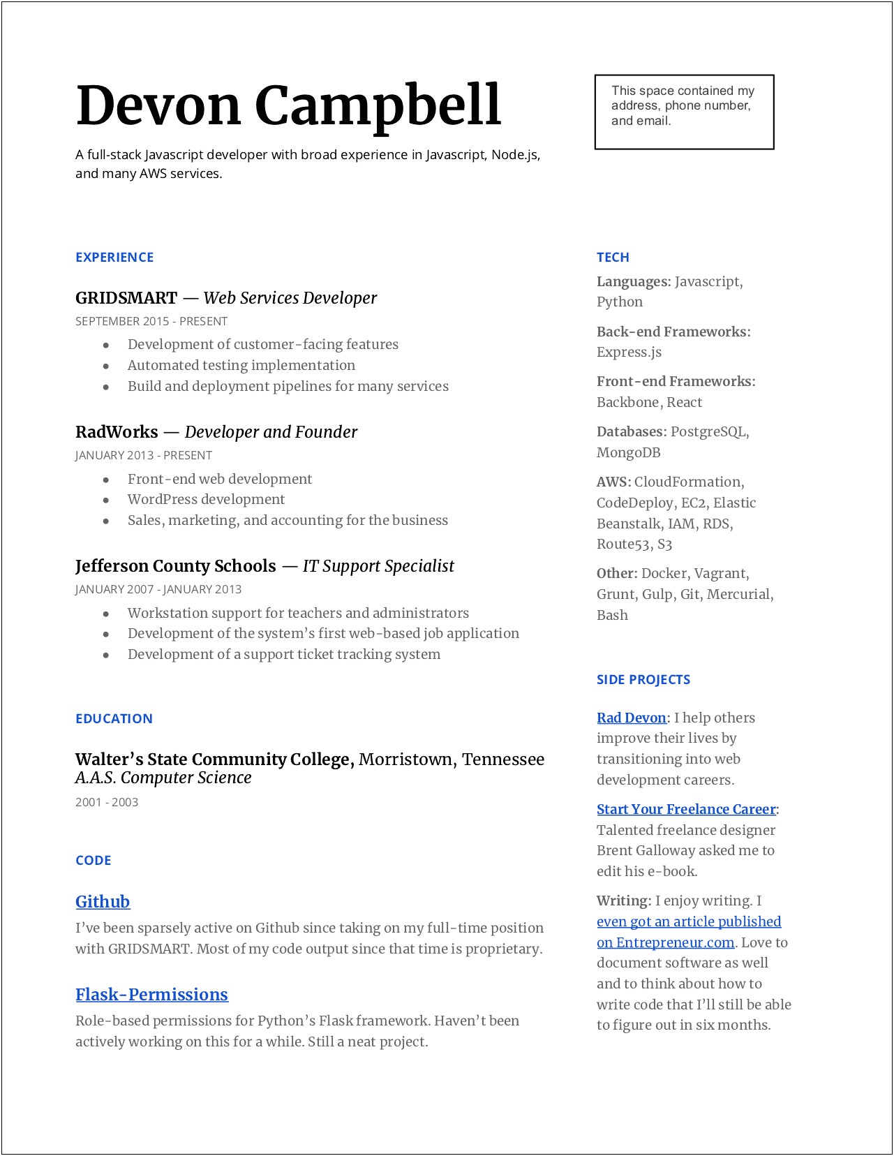 Resume Experience Section With No Experience