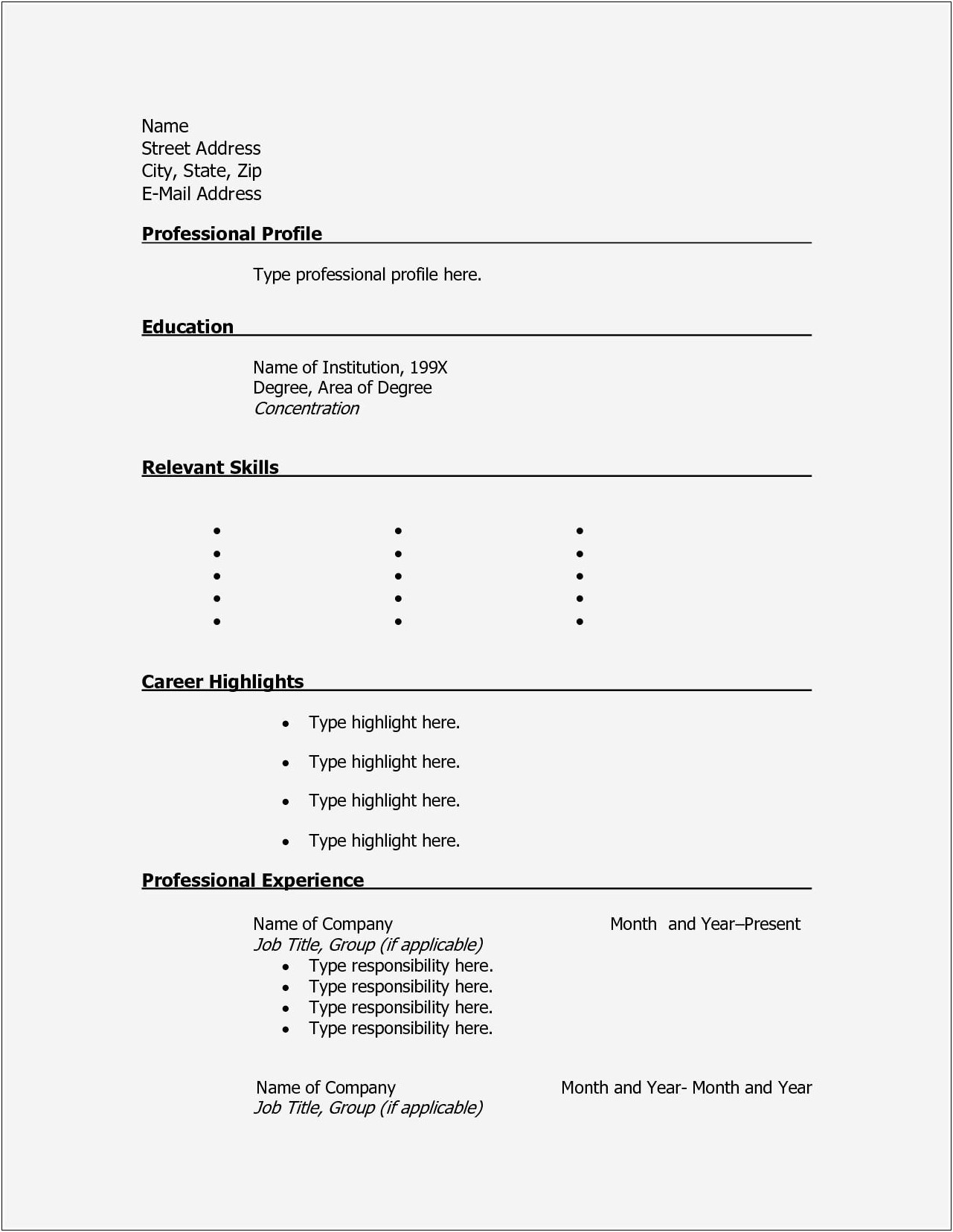 Resume Fill In The Blank Pdf Free