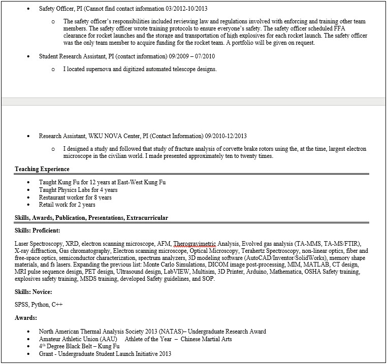 Resume For A Clinical Medical Physicist Example