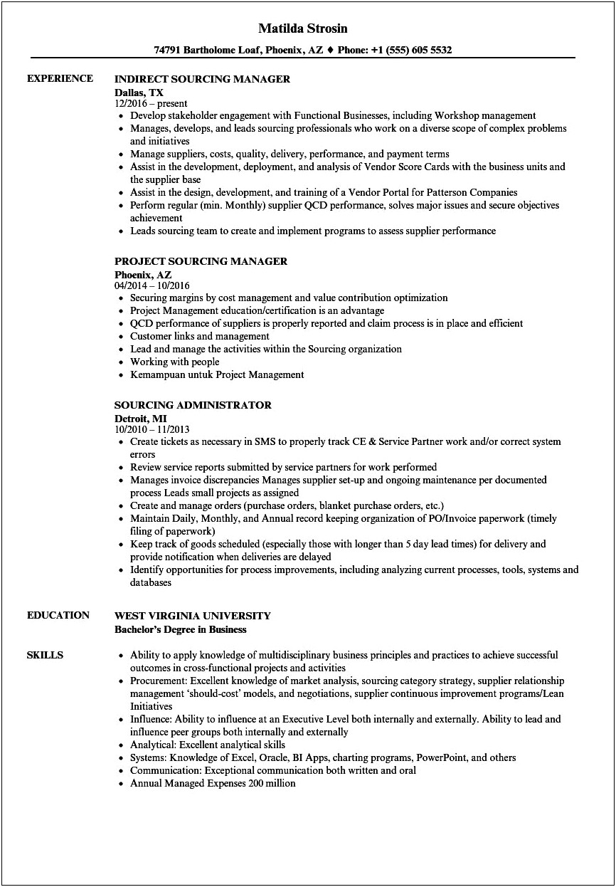Resume For Apple Global Sourcing Manager