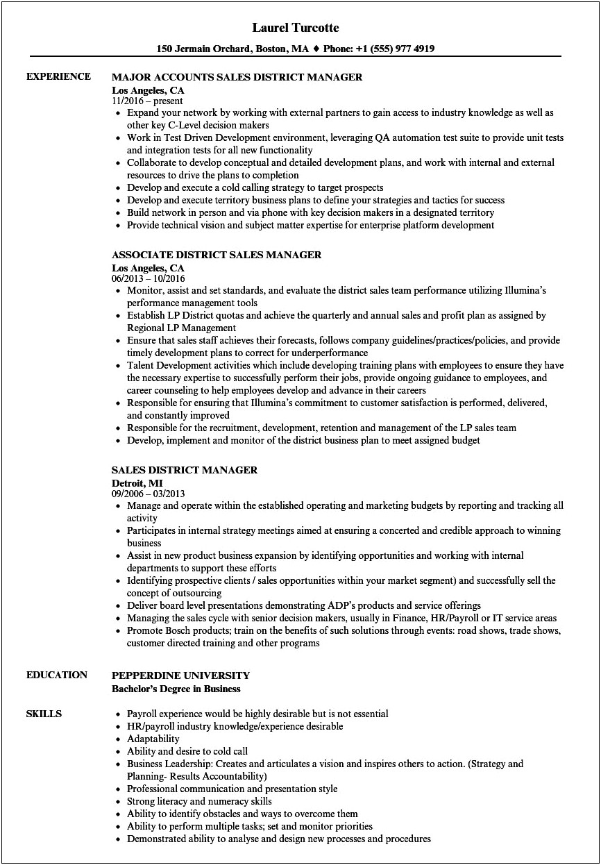 Resume For Area Sales Manager In Pharma