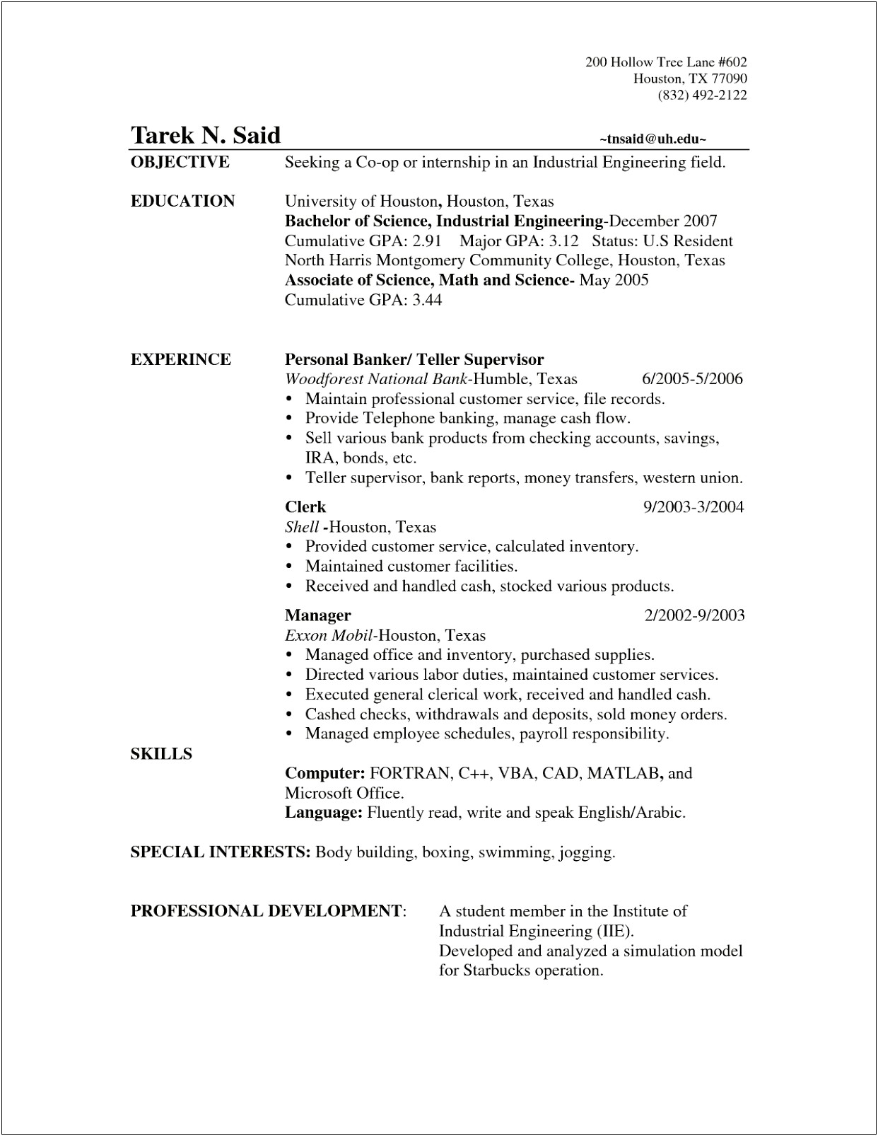 Resume For Bank Teller Job With No Experience