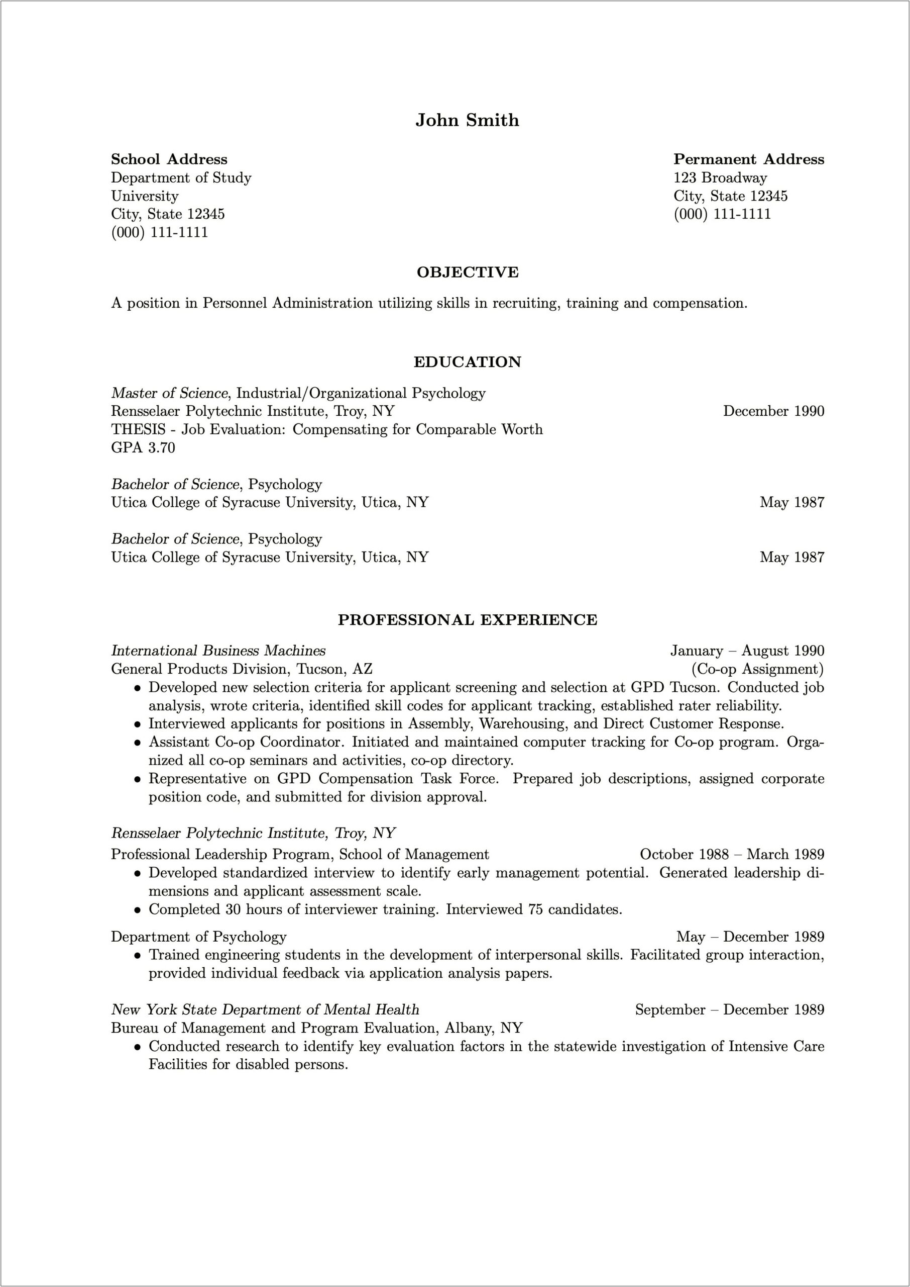 Resume For Business School As Health Graduate