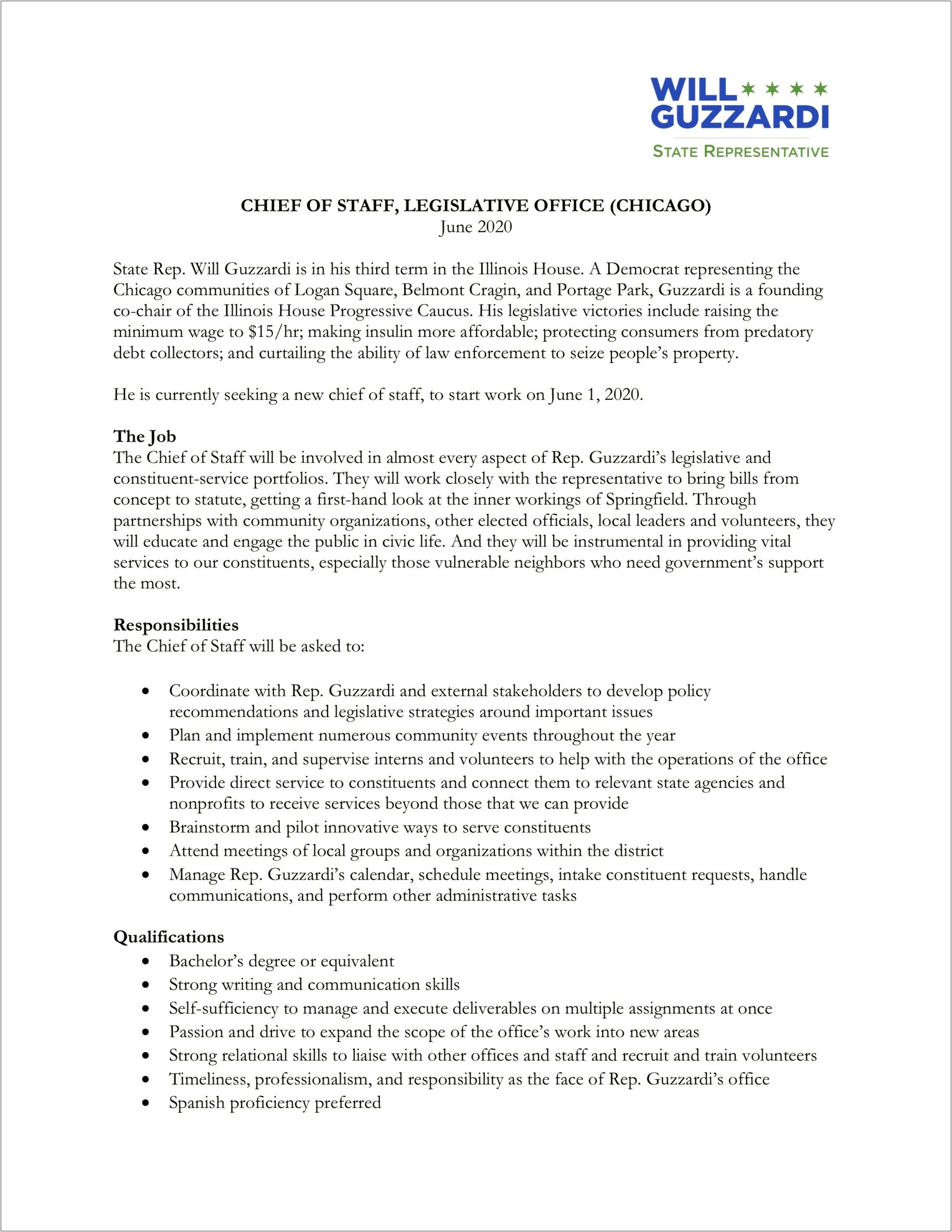 Resume For Chief Of Staff Job