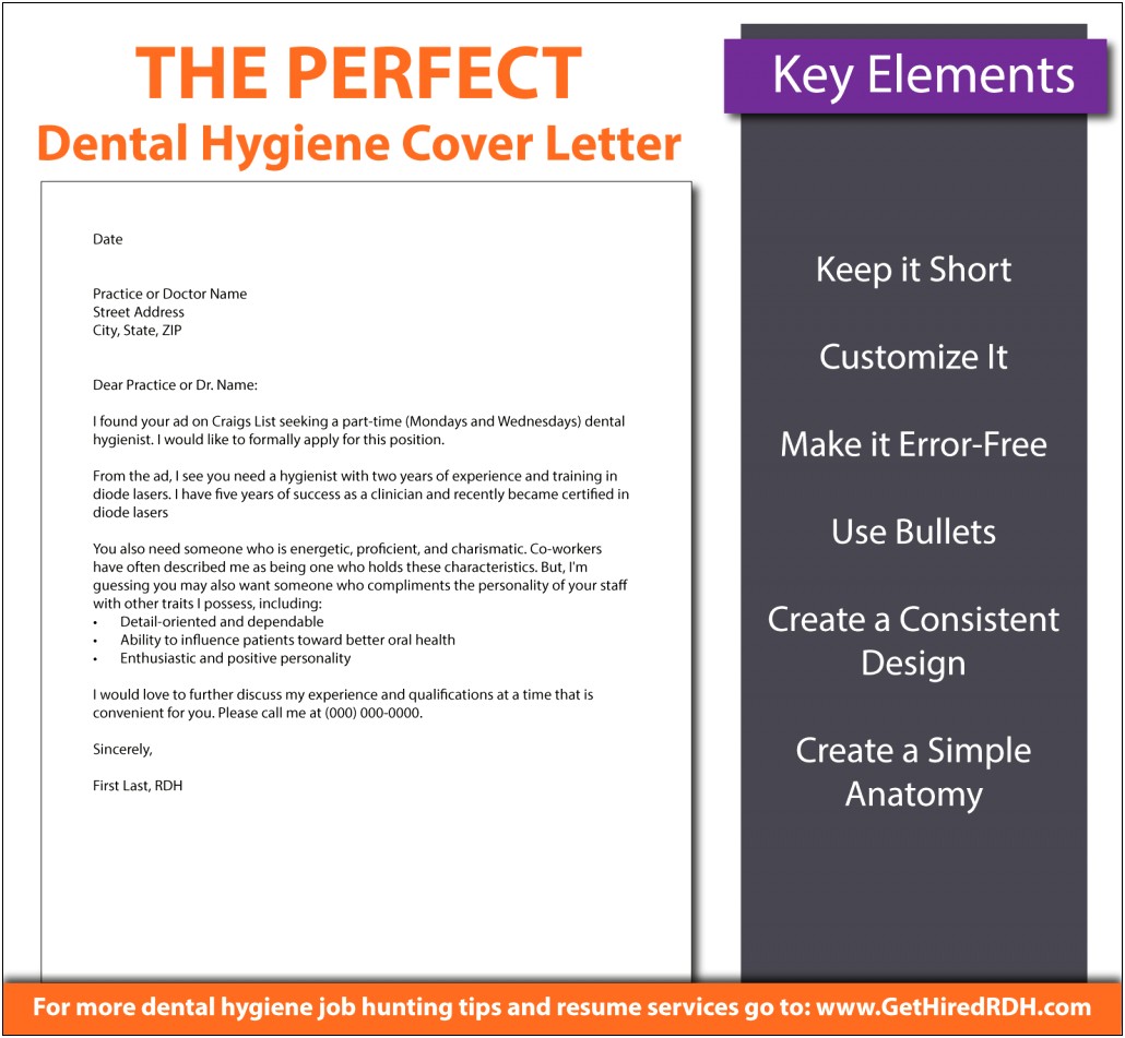 Resume For Dental Hygiene With Cover Letter