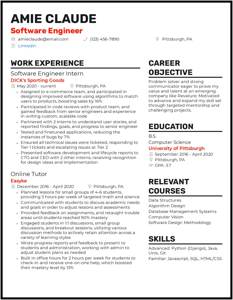 Resume For Entry Level Engineer Job