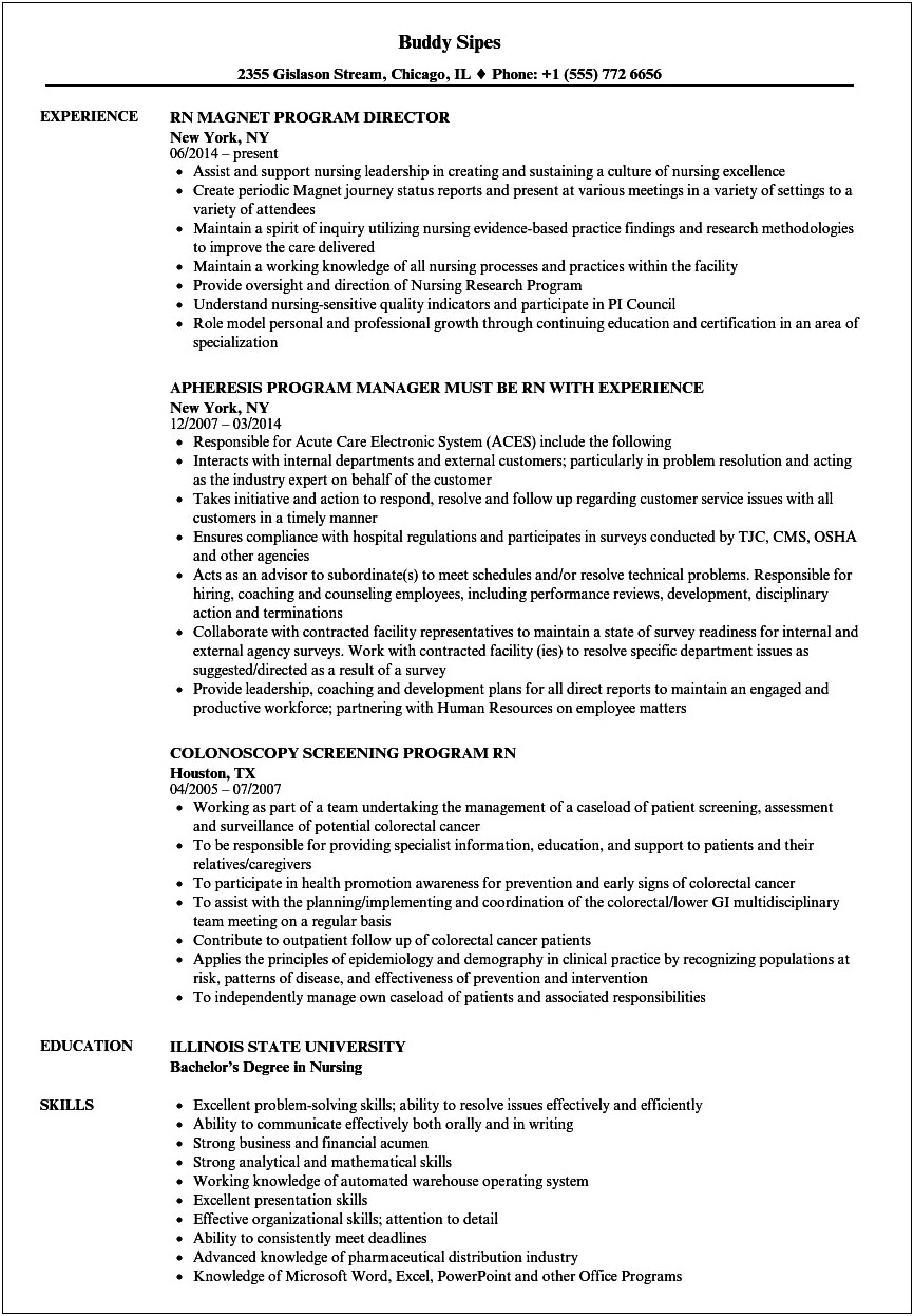 Resume For Graduate Nursing School Admission