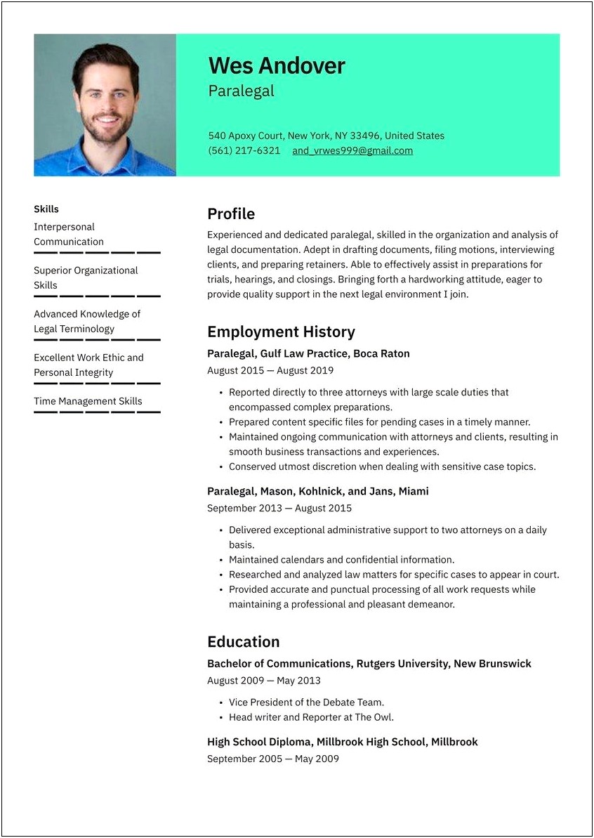 Resume For Legal Secretary Position With No Experience