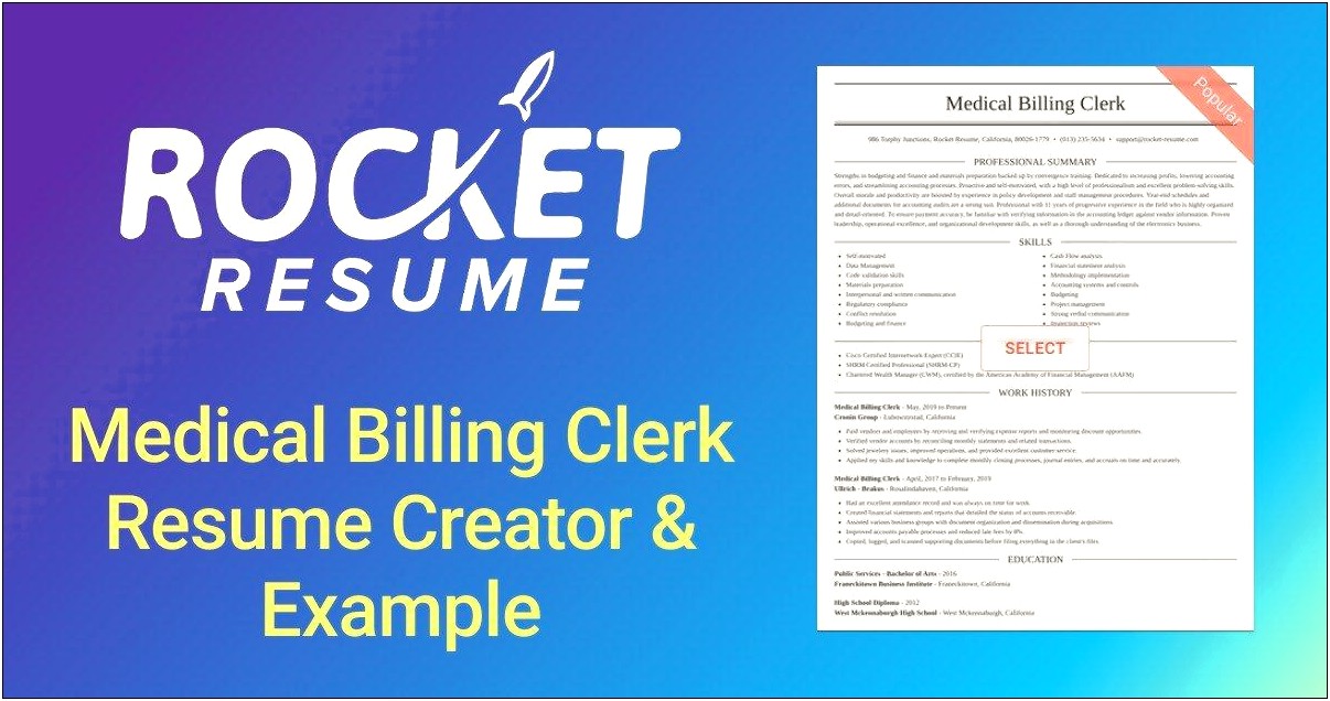 Resume For Medical Billing Clerk Examples