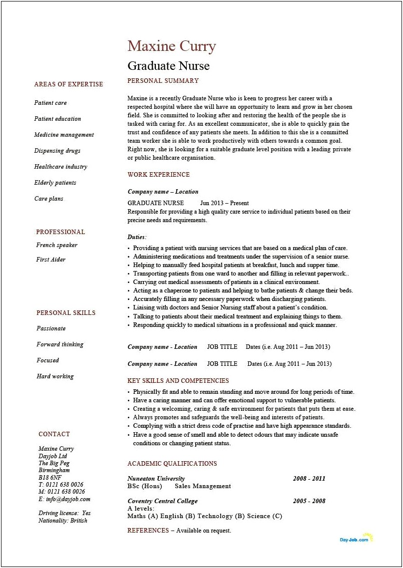 Resume For New Nurse With No Experience