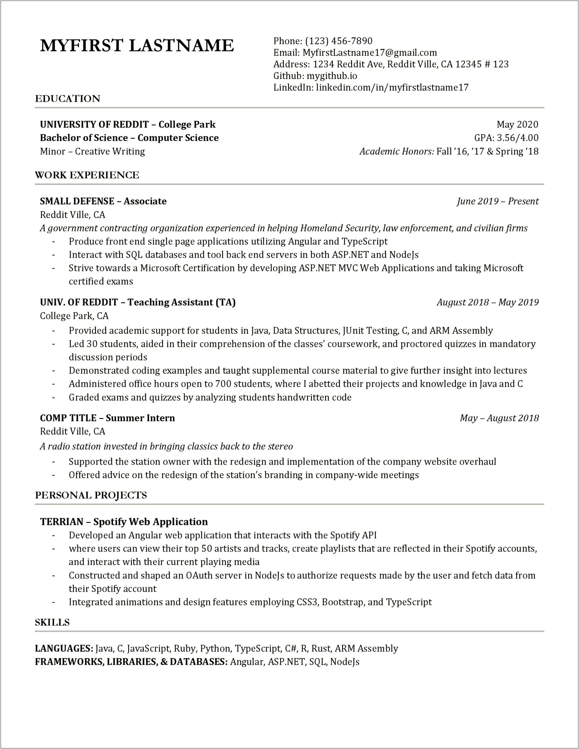 Resume For No Job Experience Reddit