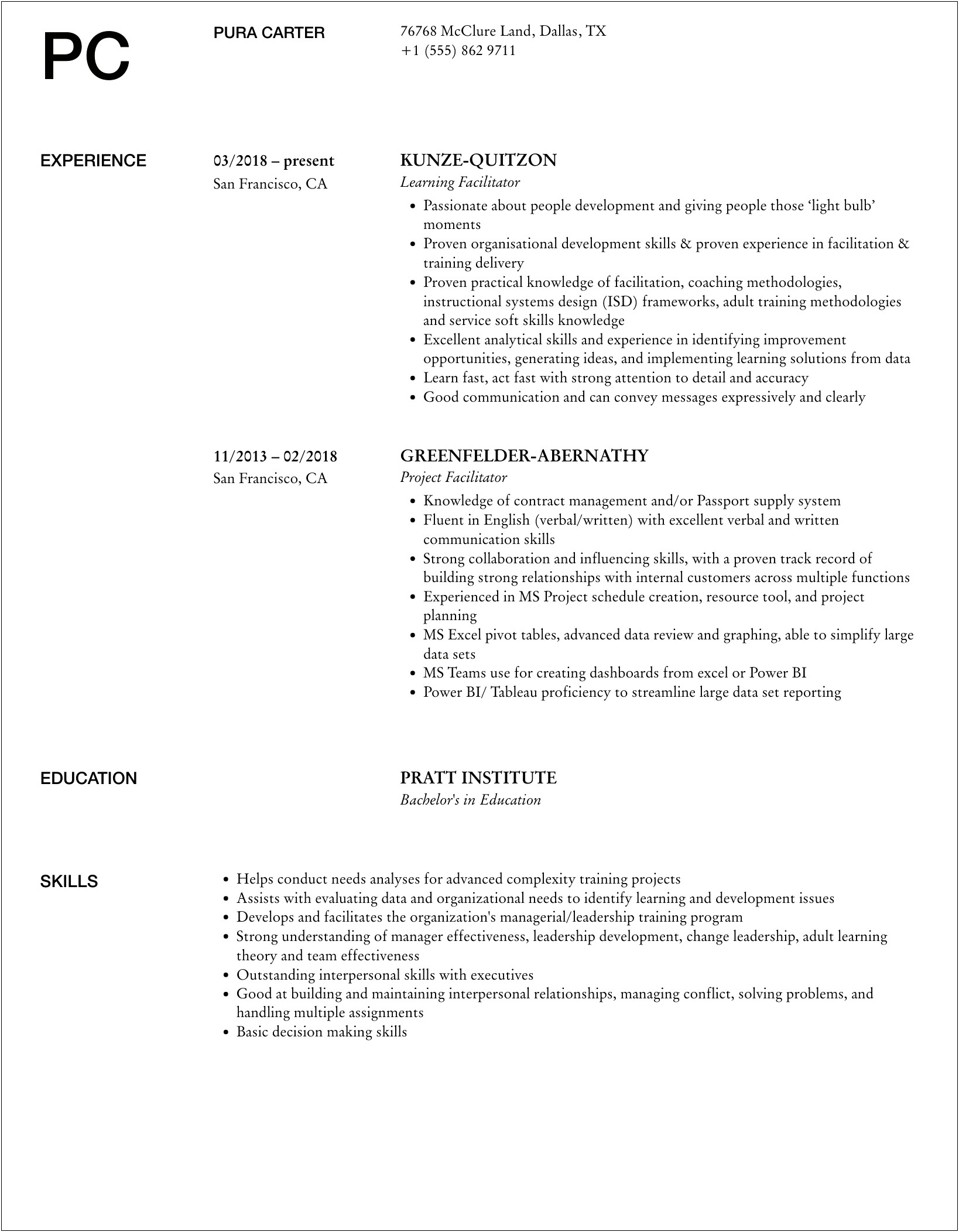 Resume For Program Facilitator For Anger Management