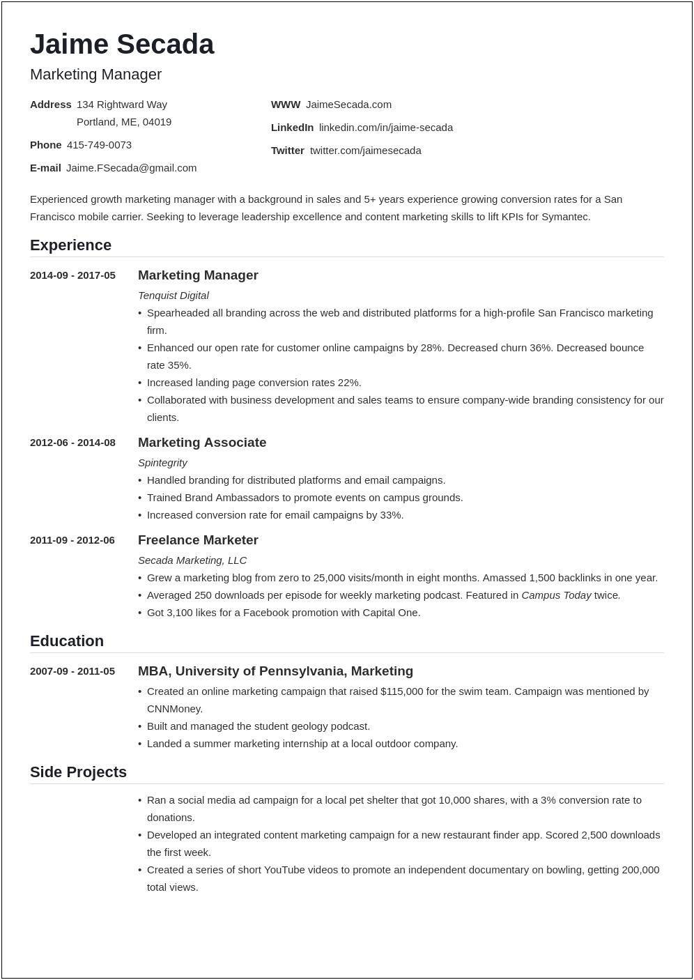 Resume For Promotion Within Same Company Objective