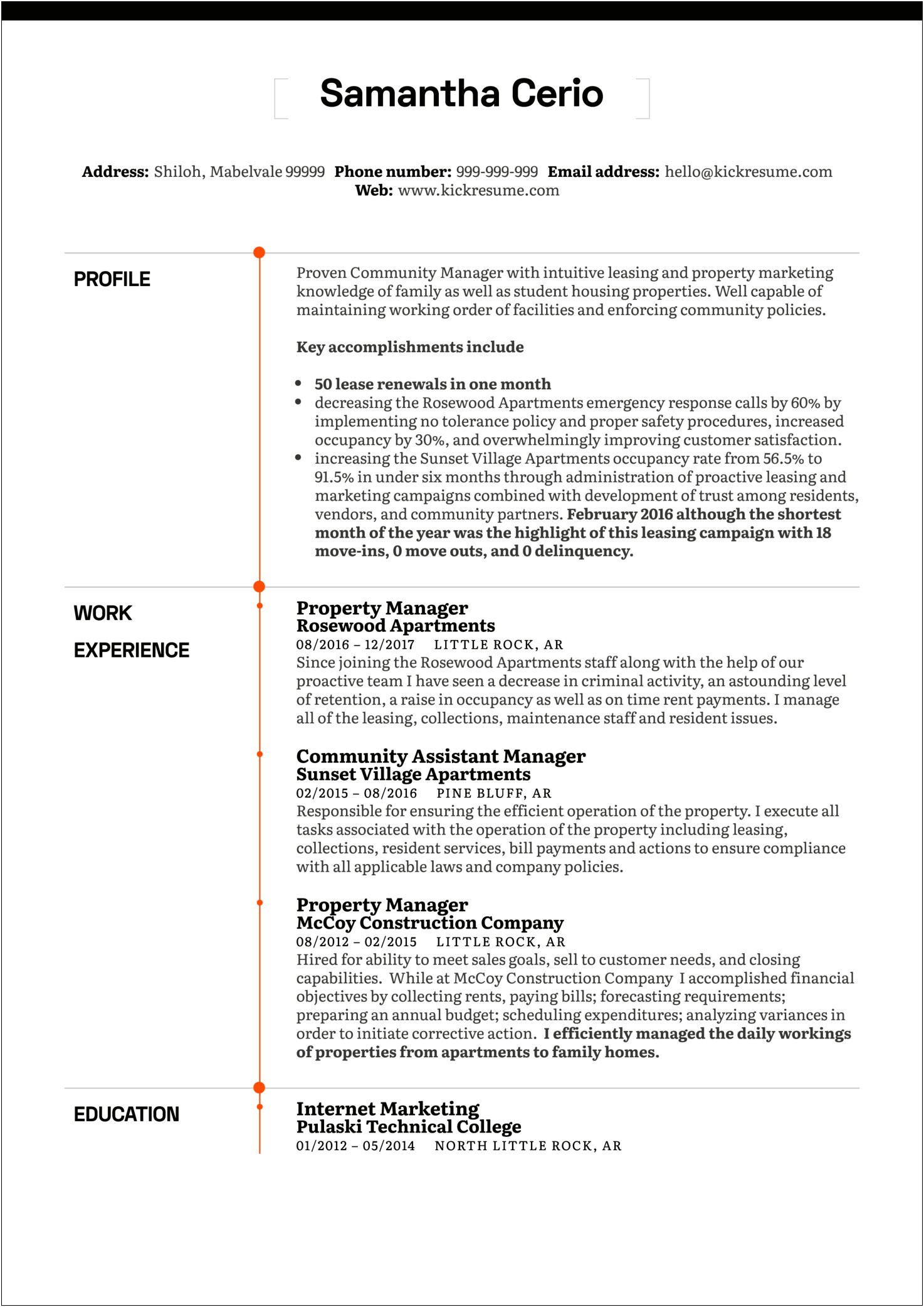 Resume For Property Manager No Experience