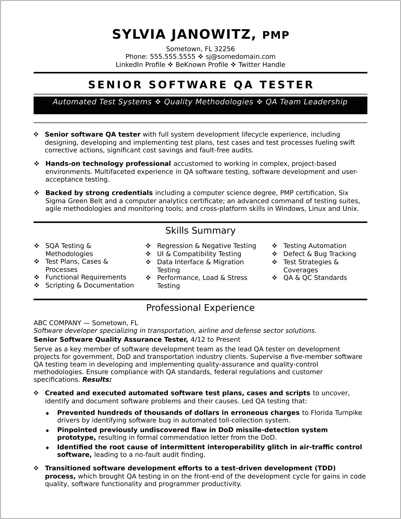 Resume For Quality Control No Experience