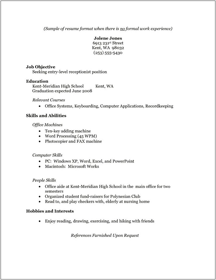 Resume For Someone With No Work History