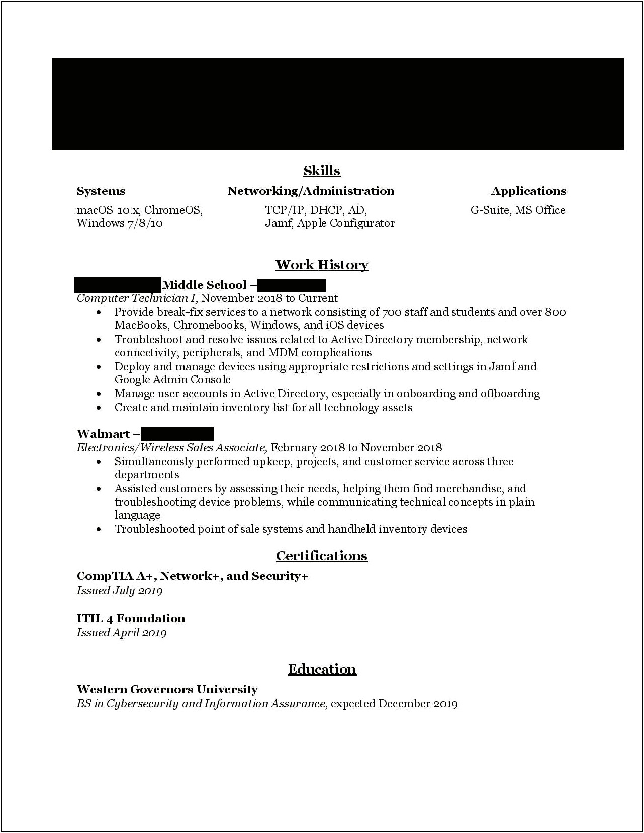 Resume For Walmart Electronics Associate Job Description