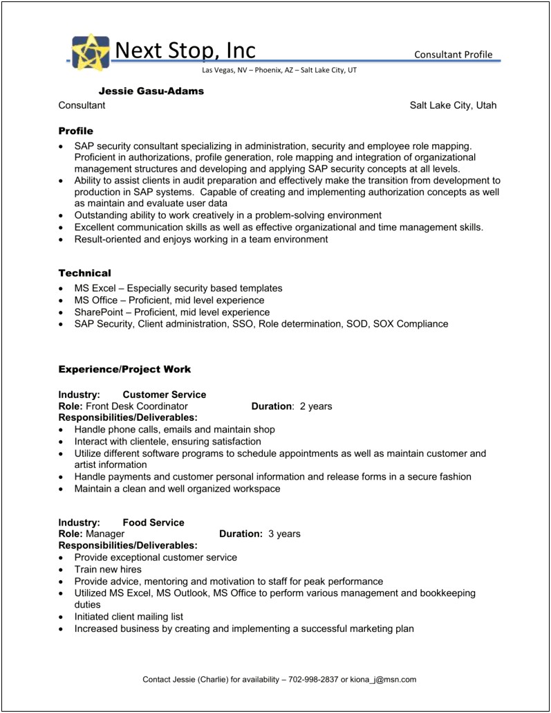 Resume Format For 2 Years Experience In Sharepoint