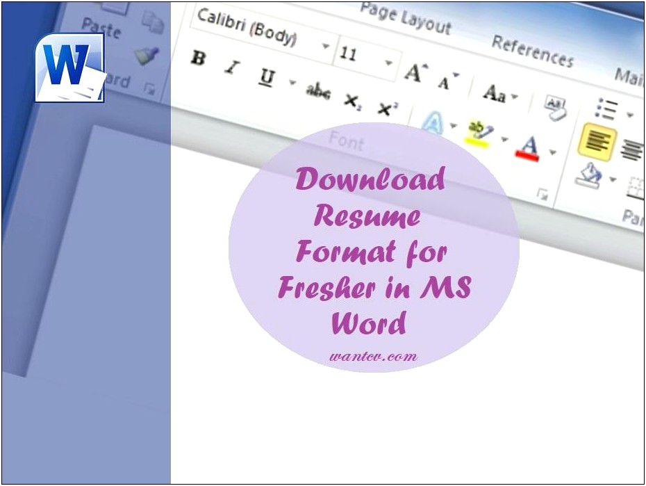 Resume Format For Btech Freshers In Ms Word