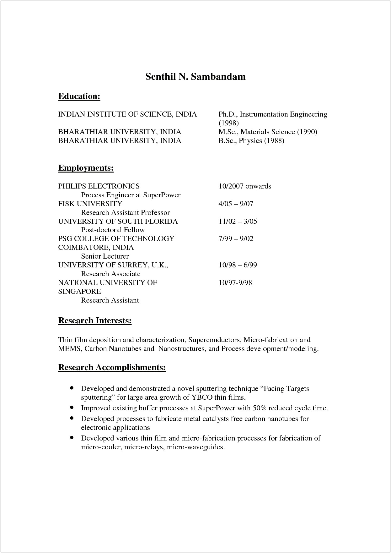 Resume Format For Fresher Lecturer In Management